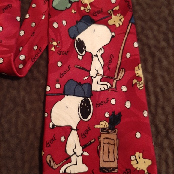 Vintage SnoopyPeanuts Golf Silk Tie - Picture 2 of 6
